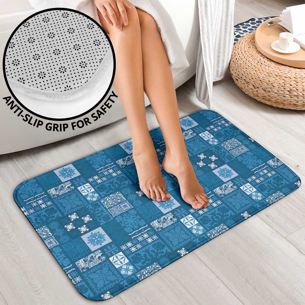Vintage Hawaiian Quilting Patterns Bathroom Set Blue Style Tribal Fabric Patchwork - Polynesian Pride