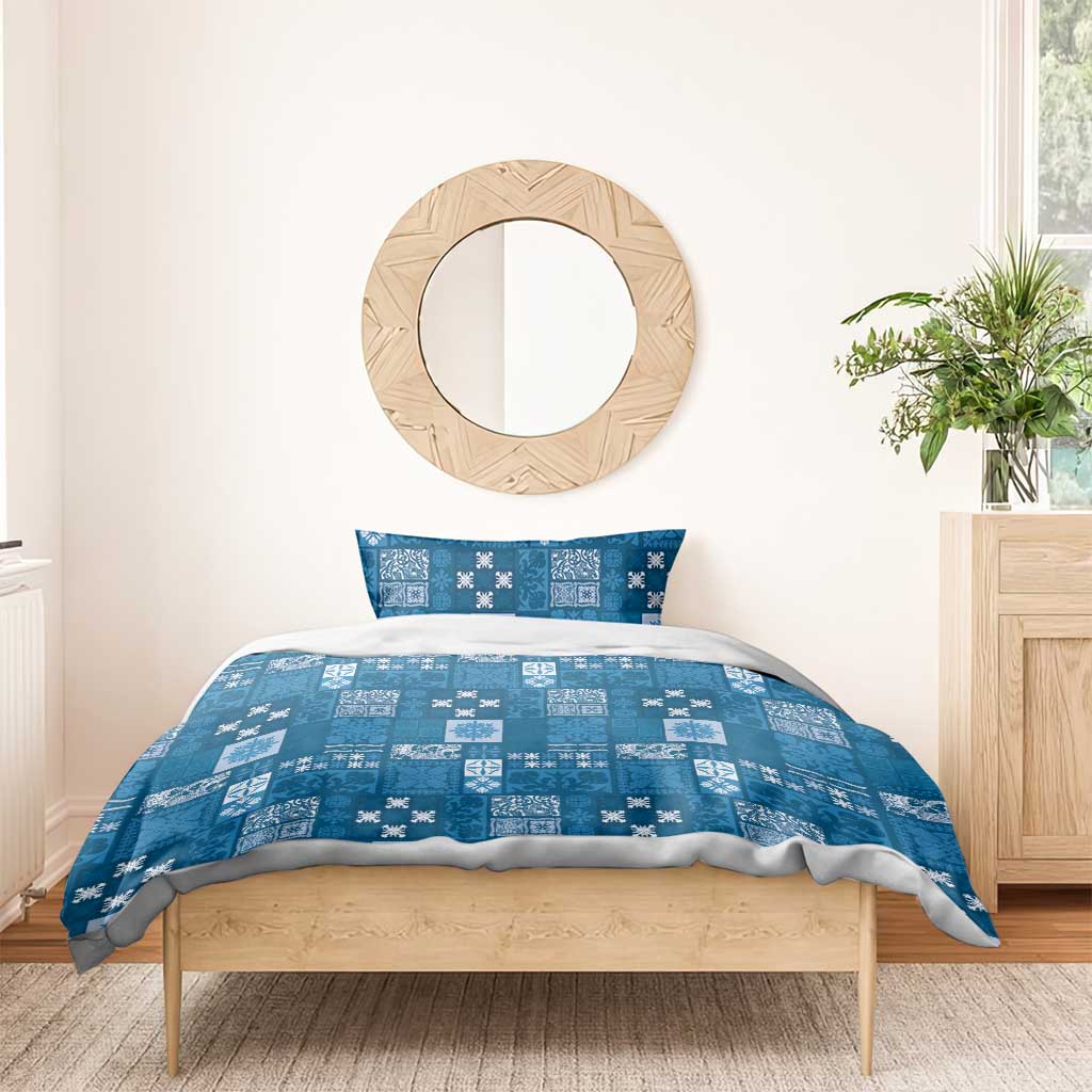 Vintage Hawaiian Quilting Patterns Bedding Set Blue Style Tribal Fabric Patchwork - Polynesian Pride