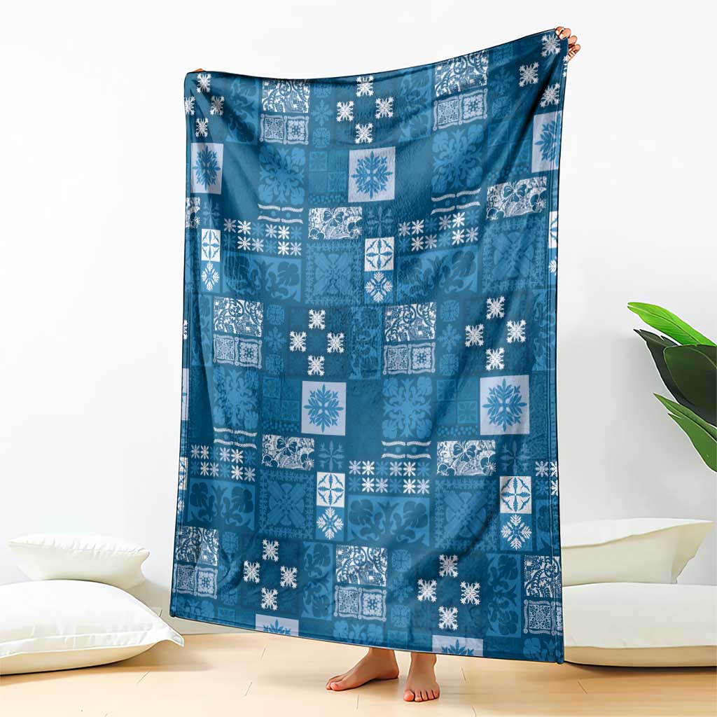 Vintage Hawaiian Quilting Patterns Blanket Blue Style Tribal Fabric Patchwork - Polynesian Pride