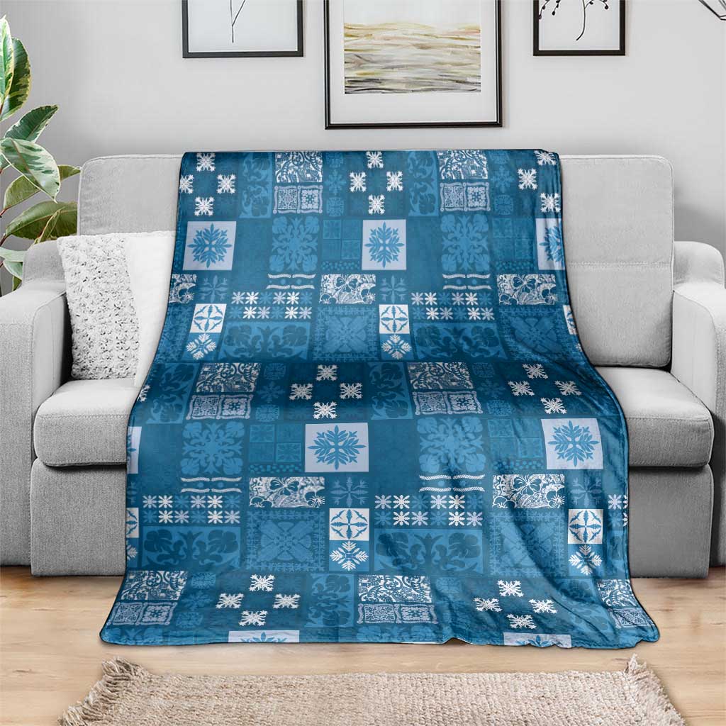 Vintage Hawaiian Quilting Patterns Blanket Blue Style Tribal Fabric Patchwork - Polynesian Pride