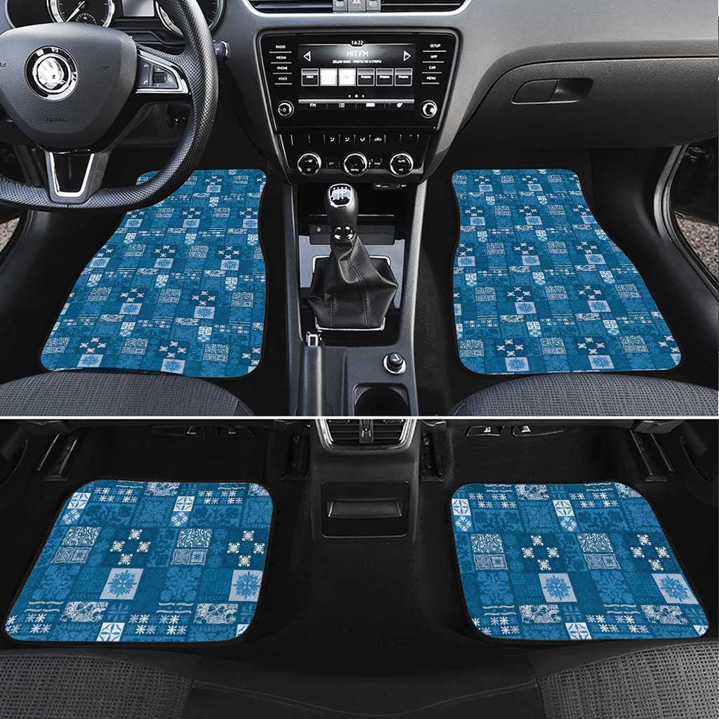 Vintage Hawaiian Quilting Patterns Car Mats Blue Style Tribal Fabric Patchwork - Polynesian Pride
