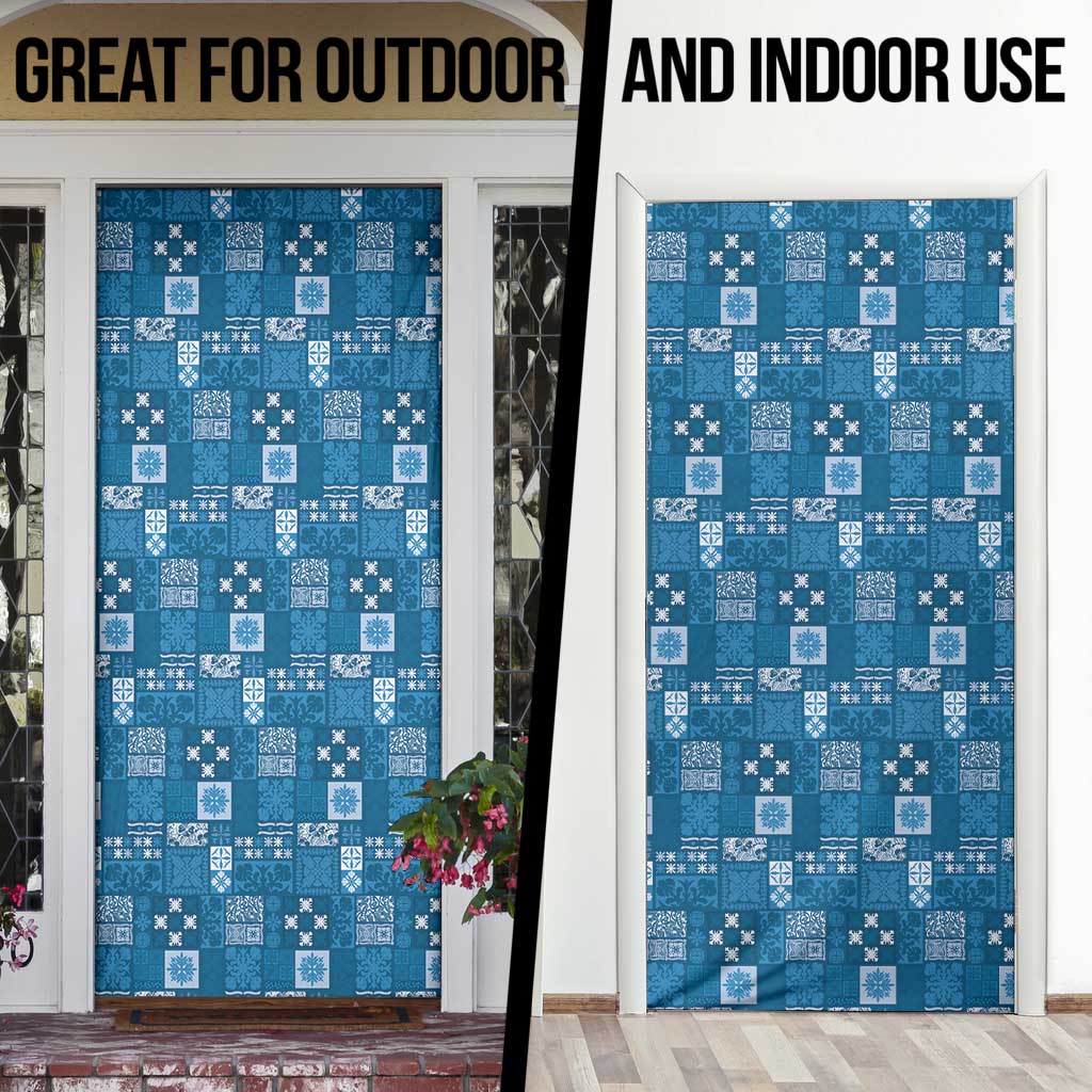 Vintage Hawaiian Quilting Patterns Door Cover Blue Style Tribal Fabric Patchwork - Polynesian Pride