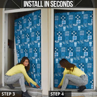 Vintage Hawaiian Quilting Patterns Door Cover Blue Style Tribal Fabric Patchwork - Polynesian Pride