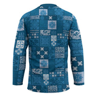 Vintage Hawaiian Quilting Patterns Hockey Jersey Blue Style Tribal Fabric Patchwork LT9 - Polynesian Pride