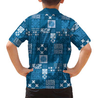 Vintage Hawaiian Quilting Patterns Kid Hawaiian Shirt Blue Style Tribal Fabric Patchwork LT9 - Polynesian Pride