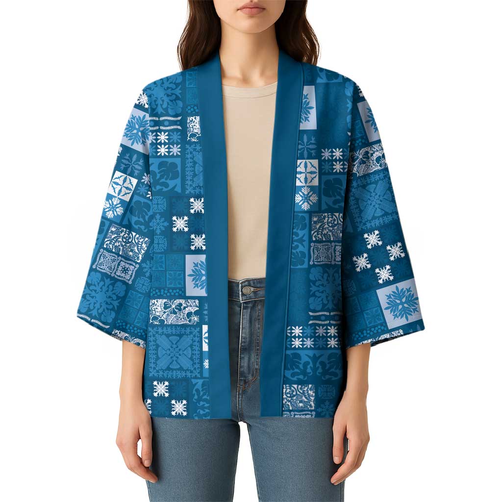 Vintage Hawaiian Quilting Patterns Kimono Blue Style Tribal Fabric Patchwork - Polynesian Pride