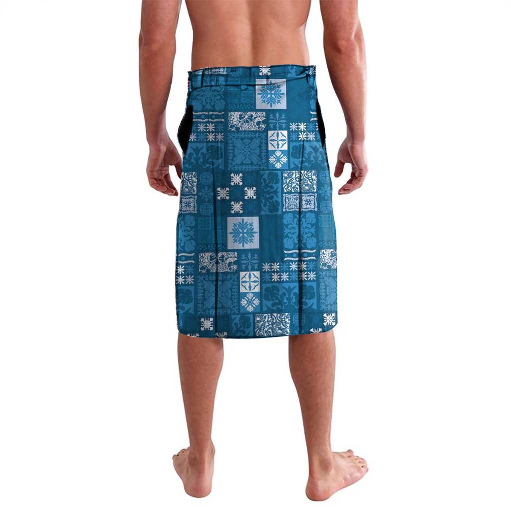 Vintage Hawaiian Quilting Patterns Lavalava Blue Style Tribal Fabric Patchwork - Polynesian Pride