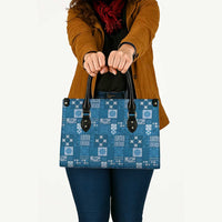 Vintage Hawaiian Quilting Patterns Leather Bag Blue Style Tribal Fabric Patchwork - Polynesian Pride