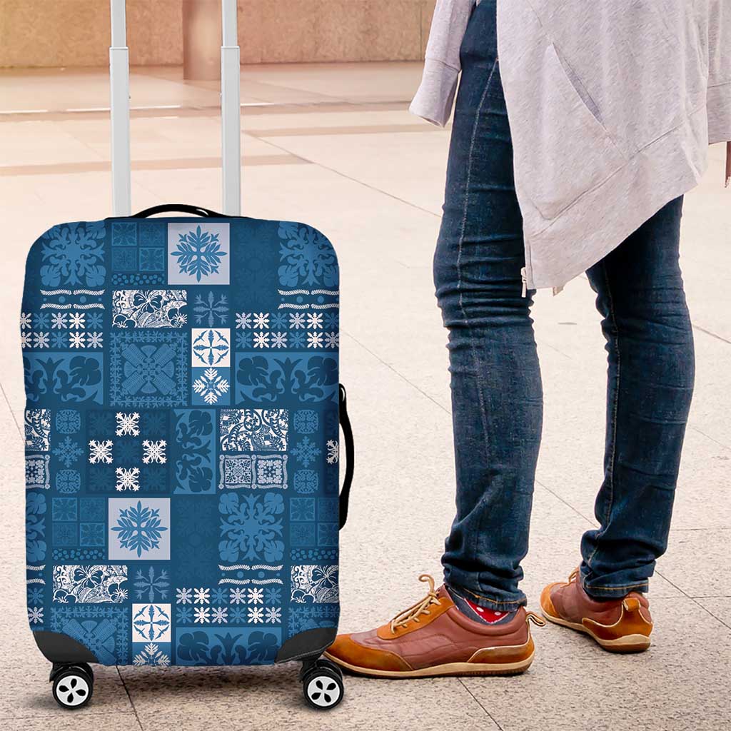 Vintage Hawaiian Quilting Patterns Luggage Cover Blue Style Tribal Fabric Patchwork - Polynesian Pride