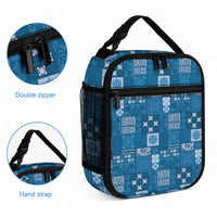 Vintage Hawaiian Quilting Patterns Lunch Bag Blue Style Tribal Fabric Patchwork LT9 - Polynesian Pride