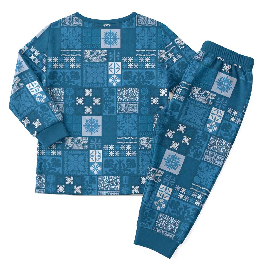 Vintage Hawaiian Quilting Patterns Christmas Pajama Set Blue Style Tribal Fabric Patchwork - Polynesian Pride