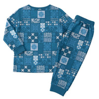 Vintage Hawaiian Quilting Patterns Christmas Pajama Set Blue Style Tribal Fabric Patchwork - Polynesian Pride