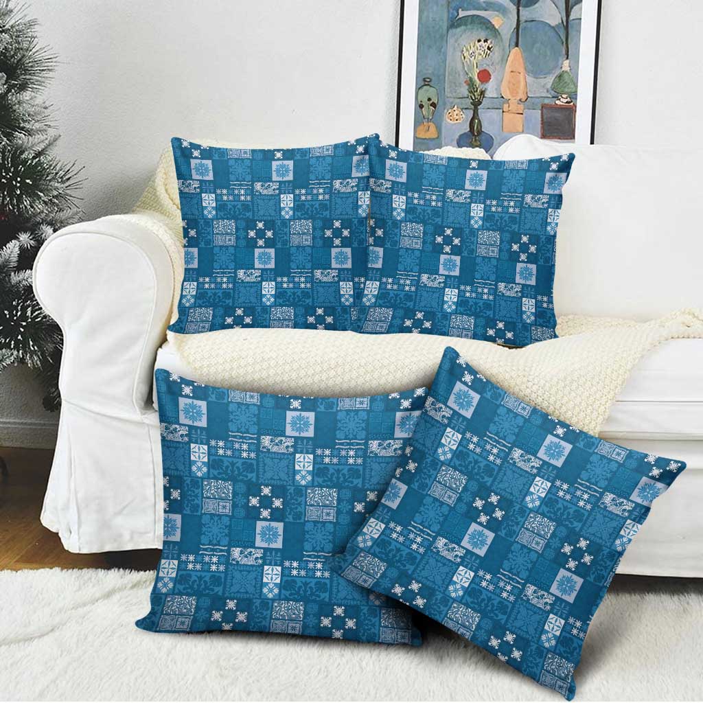 Vintage Hawaiian Quilting Patterns Pillow Cover Blue Style Tribal Fabric Patchwork - Polynesian Pride