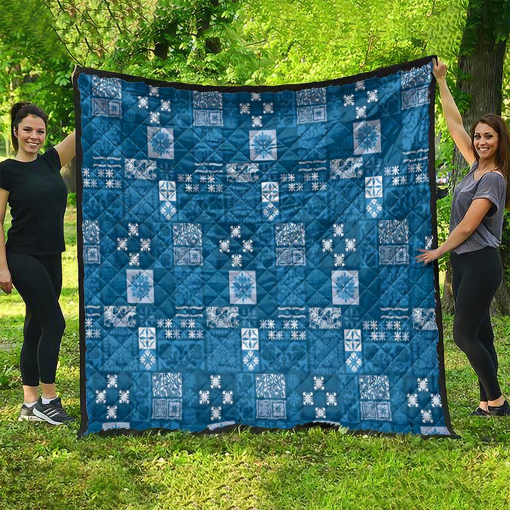 Vintage Hawaiian Quilting Patterns Quilt Blue Style Tribal Fabric Patchwork - Polynesian Pride