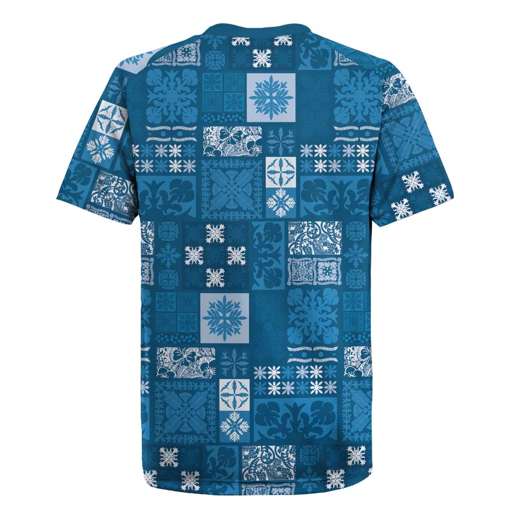 Vintage Hawaiian Quilting Patterns Rugby Jersey Blue Style Tribal Fabric Patchwork - Polynesian Pride