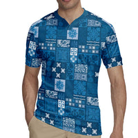 Vintage Hawaiian Quilting Patterns Rugby Jersey Blue Style Tribal Fabric Patchwork - Polynesian Pride