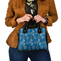 Vintage Hawaiian Quilting Patterns Shoulder Handbag Blue Style Tribal Fabric Patchwork - Polynesian Pride