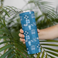 Vintage Hawaiian Quilting Patterns Skinny Tumbler Blue Style Tribal Fabric Patchwork - Polynesian Pride