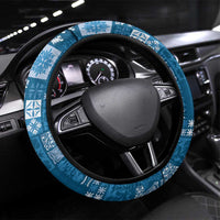 Vintage Hawaiian Quilting Patterns Steering Wheel Cover Blue Style Tribal Fabric Patchwork - Polynesian Pride