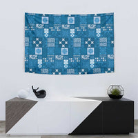 Vintage Hawaiian Quilting Patterns Tapestry Blue Style Tribal Fabric Patchwork - Polynesian Pride