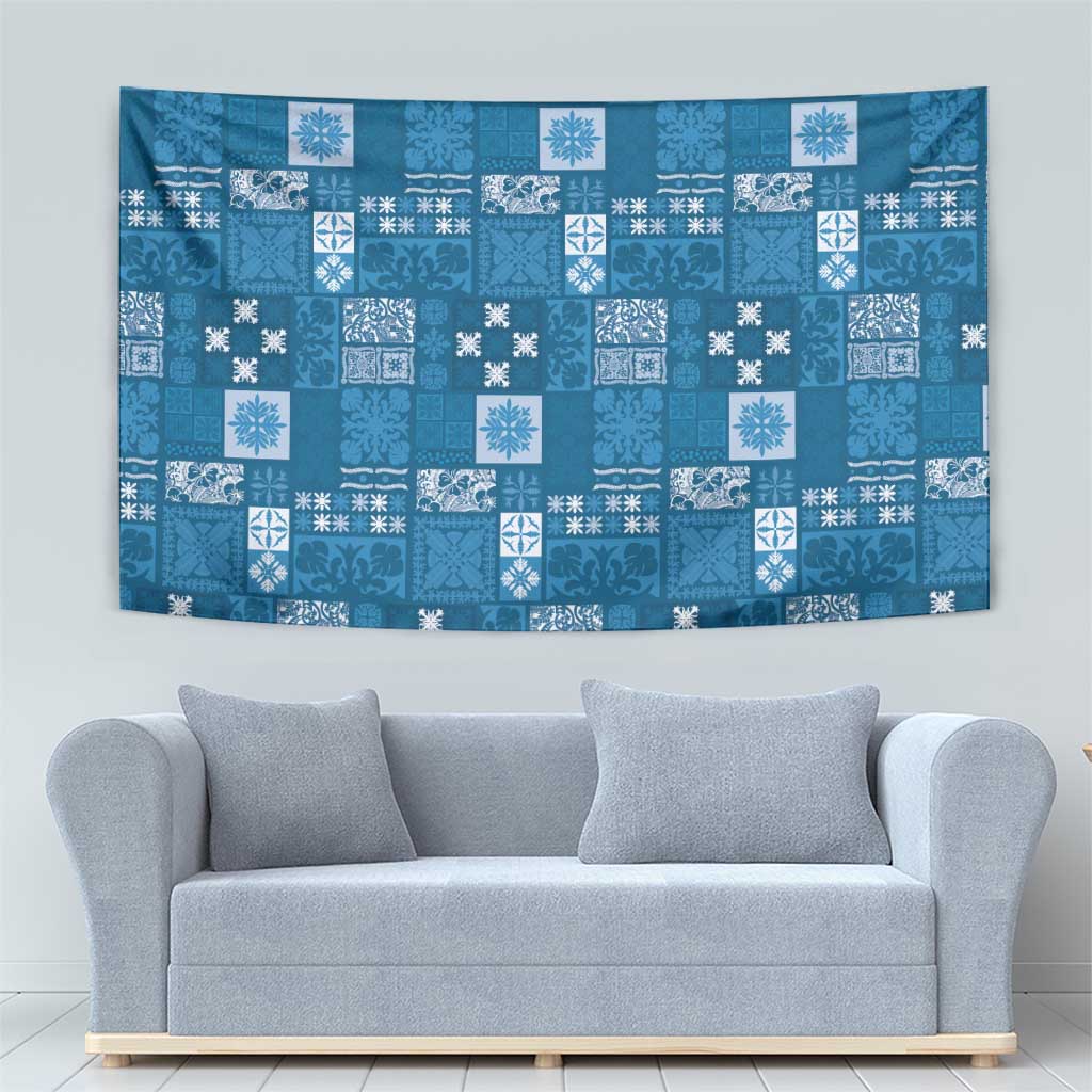 Vintage Hawaiian Quilting Patterns Tapestry Blue Style Tribal Fabric Patchwork - Polynesian Pride