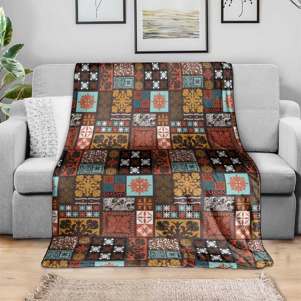 Vintage Hawaiian Quilting Patterns Blanket Brown Style Tribal Fabric Patchwork - Polynesian Pride