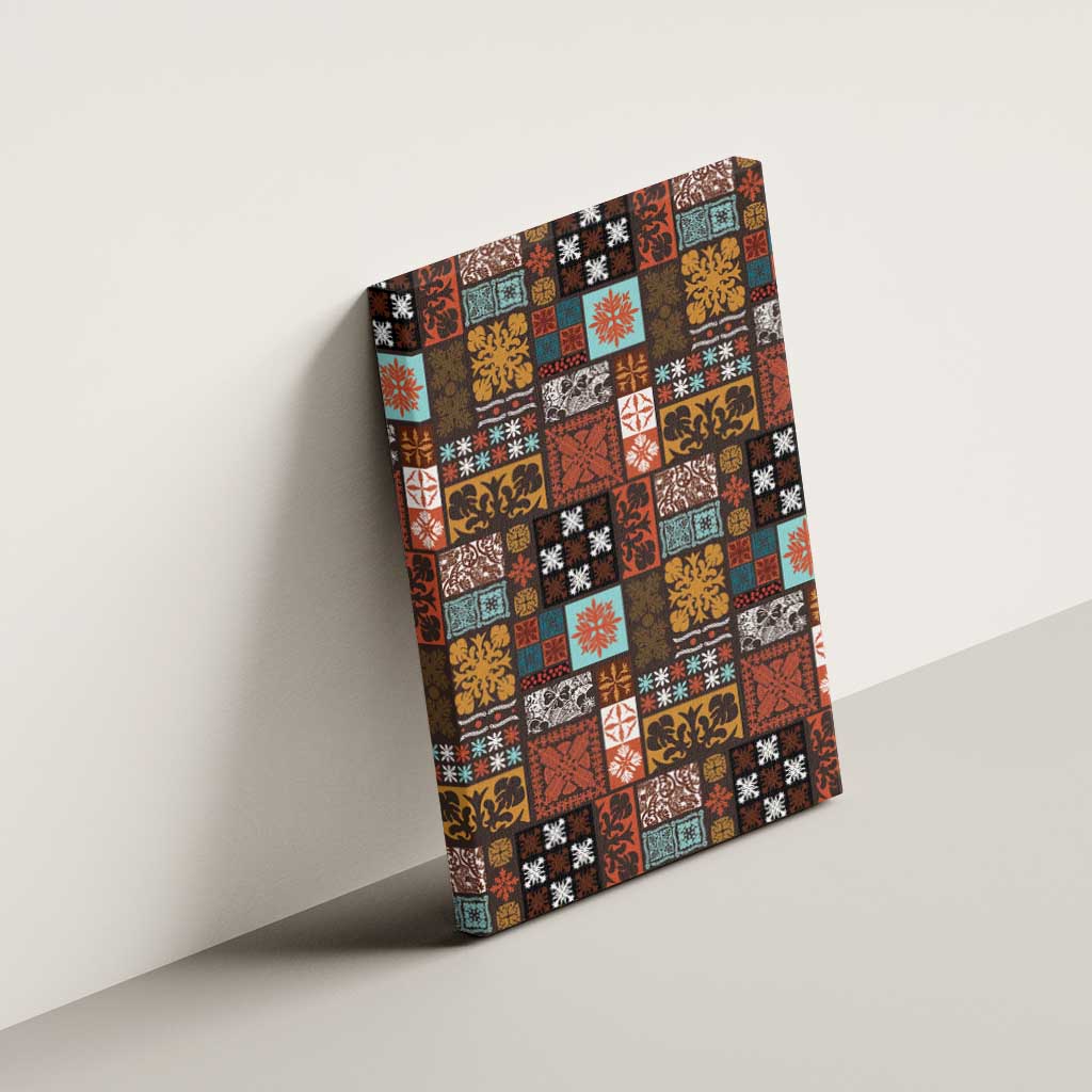 Vintage Hawaiian Quilting Patterns Canvas Wall Art Brown Style Tribal Fabric Patchwork - Polynesian Pride