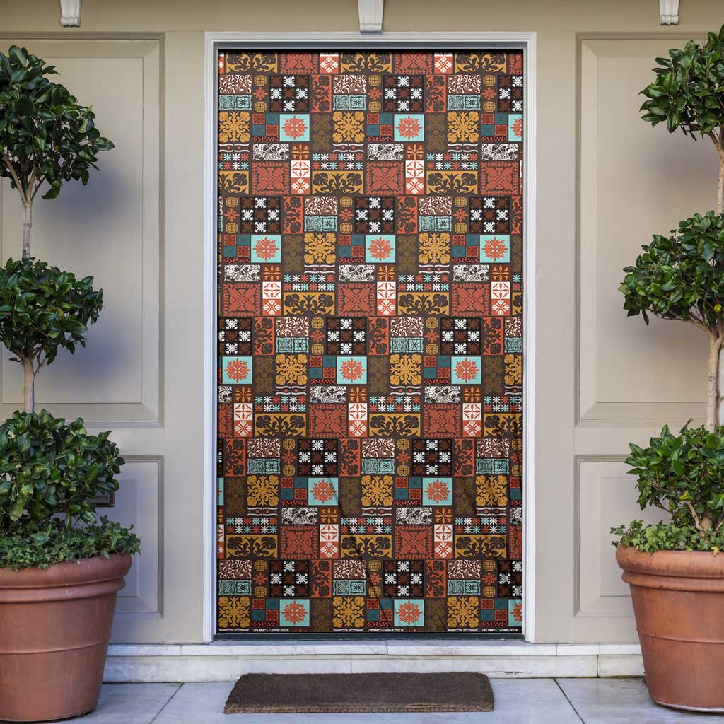 Vintage Hawaiian Quilting Patterns Door Cover Brown Style Tribal Fabric Patchwork - Polynesian Pride