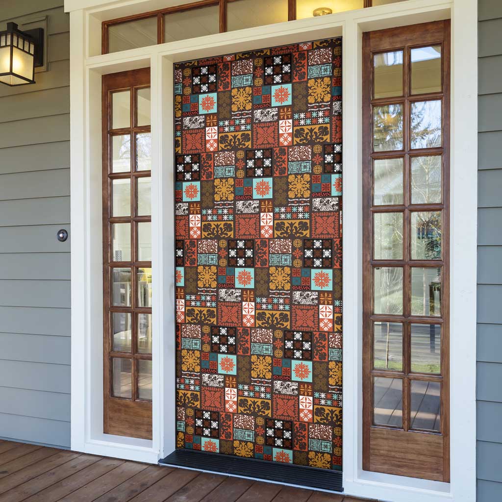 Vintage Hawaiian Quilting Patterns Door Cover Brown Style Tribal Fabric Patchwork - Polynesian Pride