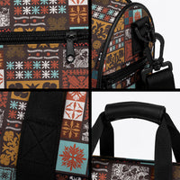 Vintage Hawaiian Quilting Patterns Duffle Bag Brown Style Tribal Fabric Patchwork LT9 - Polynesian Pride