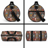 Vintage Hawaiian Quilting Patterns Duffle Bag Brown Style Tribal Fabric Patchwork LT9 - Polynesian Pride