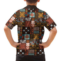 Vintage Hawaiian Quilting Patterns Family Matching Summer Maxi Dress and Hawaiian Shirt Brown Style Tribal Fabric Patchwork LT9 - Polynesian Pride