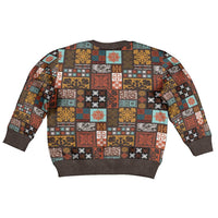Vintage Hawaiian Quilting Patterns Kid Ugly Christmas Sweater Brown Style Tribal Fabric Patchwork LT9 - Polynesian Pride