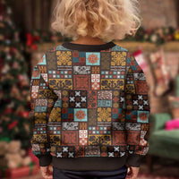 Vintage Hawaiian Quilting Patterns Kid Ugly Christmas Sweater Brown Style Tribal Fabric Patchwork LT9 - Polynesian Pride