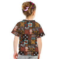 Vintage Hawaiian Quilting Patterns Kid T Shirt Brown Style Tribal Fabric Patchwork LT9 - Polynesian Pride