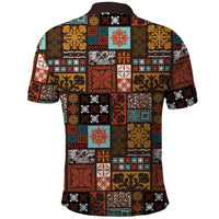 Vintage Hawaiian Quilting Patterns Polo Shirt Brown Style Tribal Fabric Patchwork LT9 - Polynesian Pride