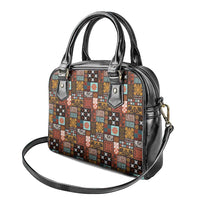 Vintage Hawaiian Quilting Patterns Shoulder Handbag Brown Style Tribal Fabric Patchwork - Polynesian Pride