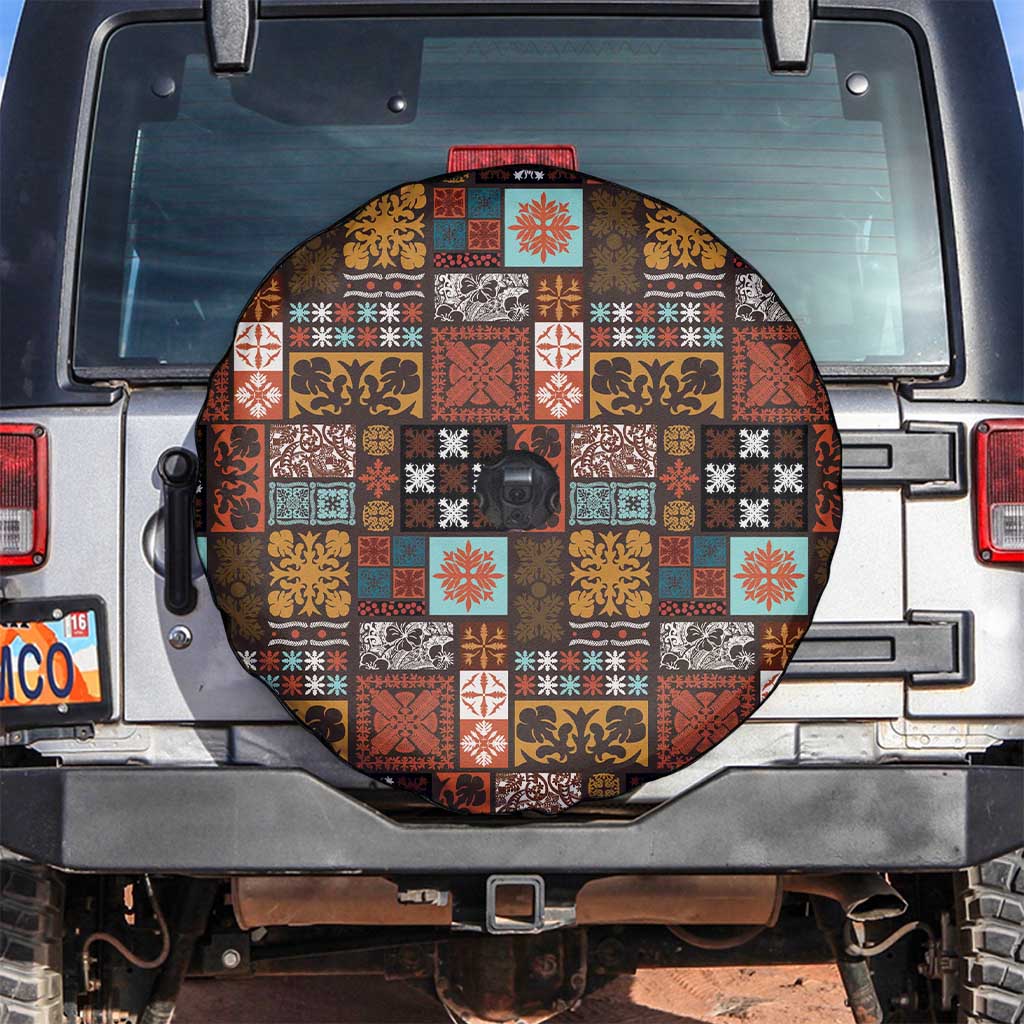Vintage Hawaiian Quilting Patterns Spare Tire Cover Brown Style Tribal Fabric Patchwork - Polynesian Pride