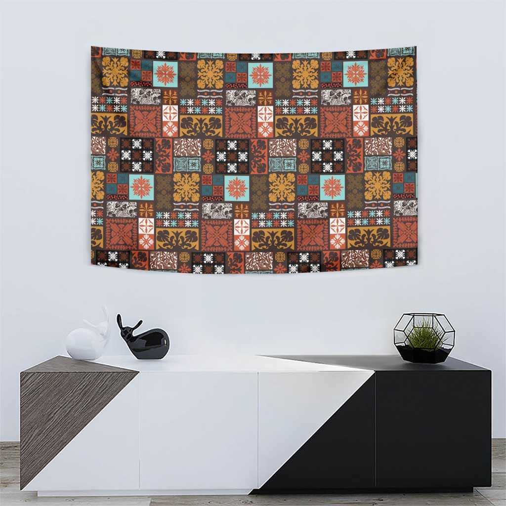 Vintage Hawaiian Quilting Patterns Tapestry Brown Style Tribal Fabric Patchwork - Polynesian Pride