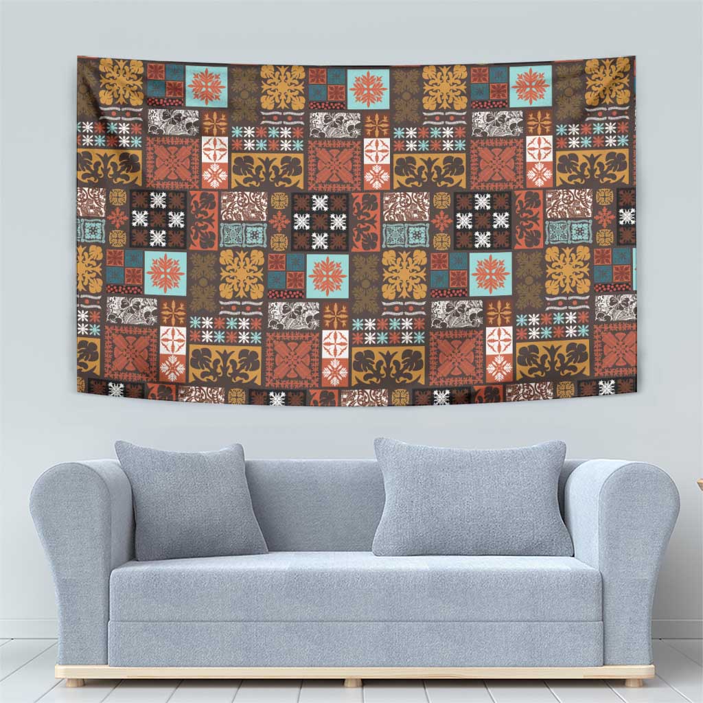 Vintage Hawaiian Quilting Patterns Tapestry Brown Style Tribal Fabric Patchwork - Polynesian Pride