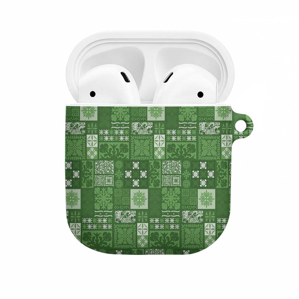 Vintage Hawaiian Quilting Patterns AirPods Case Green Style Tribal Fabric Patchwork - Polynesian Pride