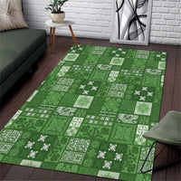 Vintage Hawaiian Quilting Patterns Area Rug Green Style Tribal Fabric Patchwork - Polynesian Pride
