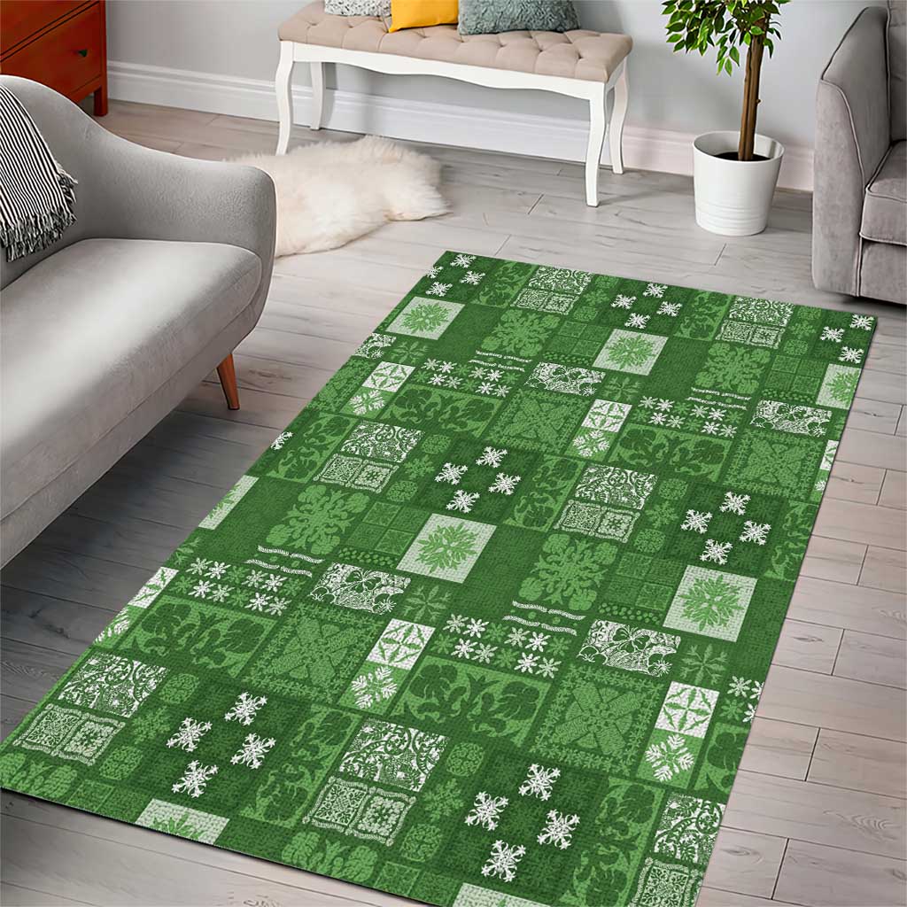 Vintage Hawaiian Quilting Patterns Area Rug Green Style Tribal Fabric Patchwork - Polynesian Pride