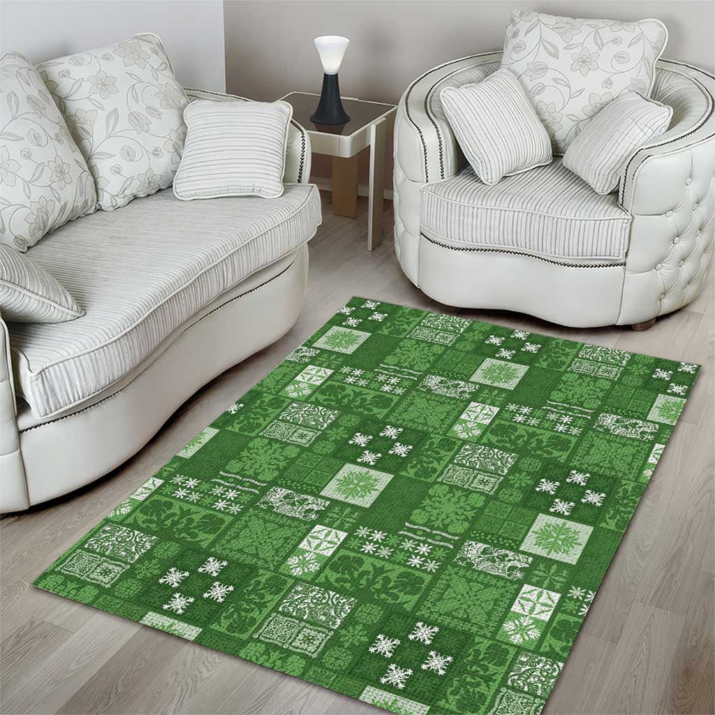 Vintage Hawaiian Quilting Patterns Area Rug Green Style Tribal Fabric Patchwork - Polynesian Pride
