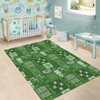Vintage Hawaiian Quilting Patterns Area Rug Green Style Tribal Fabric Patchwork - Polynesian Pride