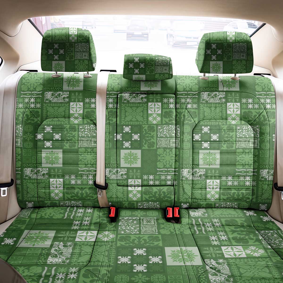 Vintage Hawaiian Quilting Patterns Back Car Seat Cover Green Style Tribal Fabric Patchwork - Polynesian Pride