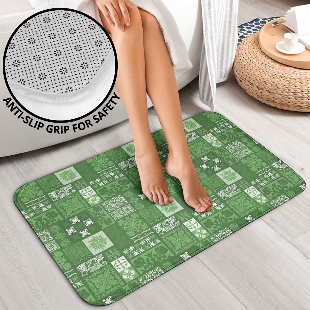 Vintage Hawaiian Quilting Patterns Bathroom Set Green Style Tribal Fabric Patchwork - Polynesian Pride