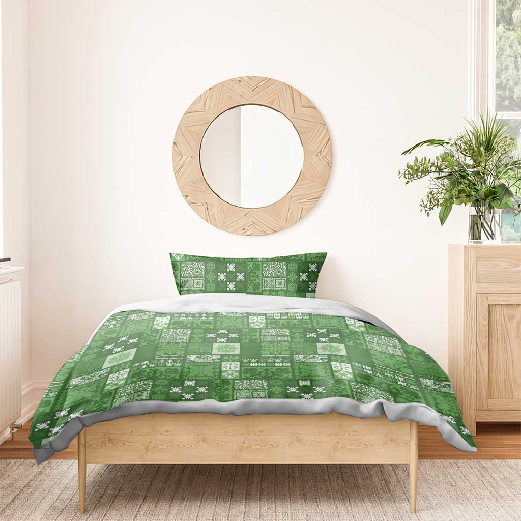 Vintage Hawaiian Quilting Patterns Bedding Set Green Style Tribal Fabric Patchwork - Polynesian Pride