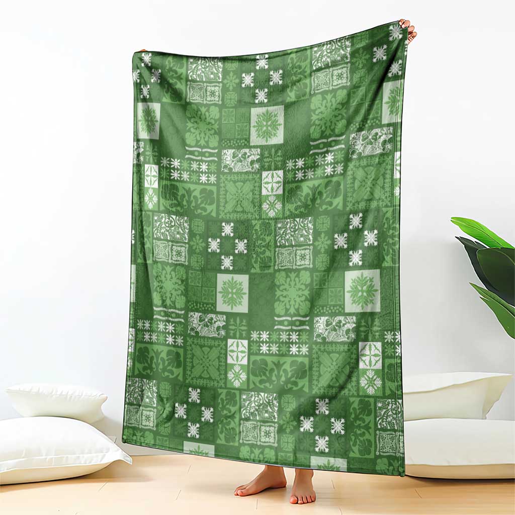 Vintage Hawaiian Quilting Patterns Blanket Green Style Tribal Fabric Patchwork - Polynesian Pride