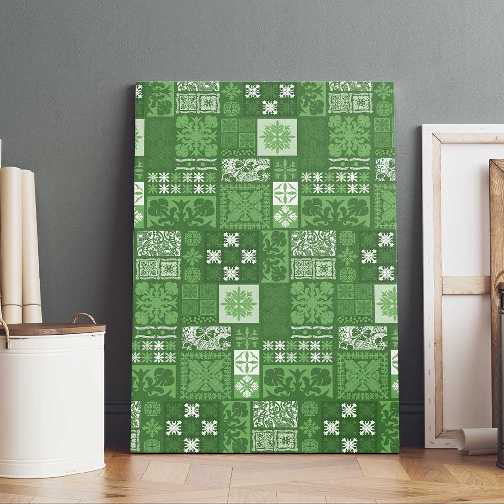 Vintage Hawaiian Quilting Patterns Canvas Wall Art Green Style Tribal Fabric Patchwork - Polynesian Pride